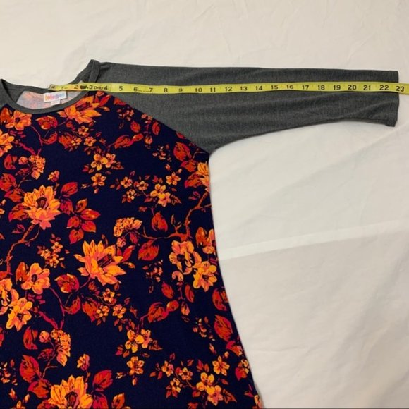 LuLaRoe floral, hard to find, Randy Baseball shirt, XS blue and orange print top - Picture 7 of 10
